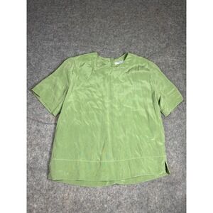 M.M. Lafleur Womens XS The Annika 2.0 Blouse Washable Silk Green Luxury Timeless